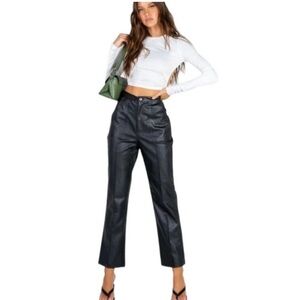 NWOT Princess Polly Women's Encore Pants Black Faux Leather Size 6